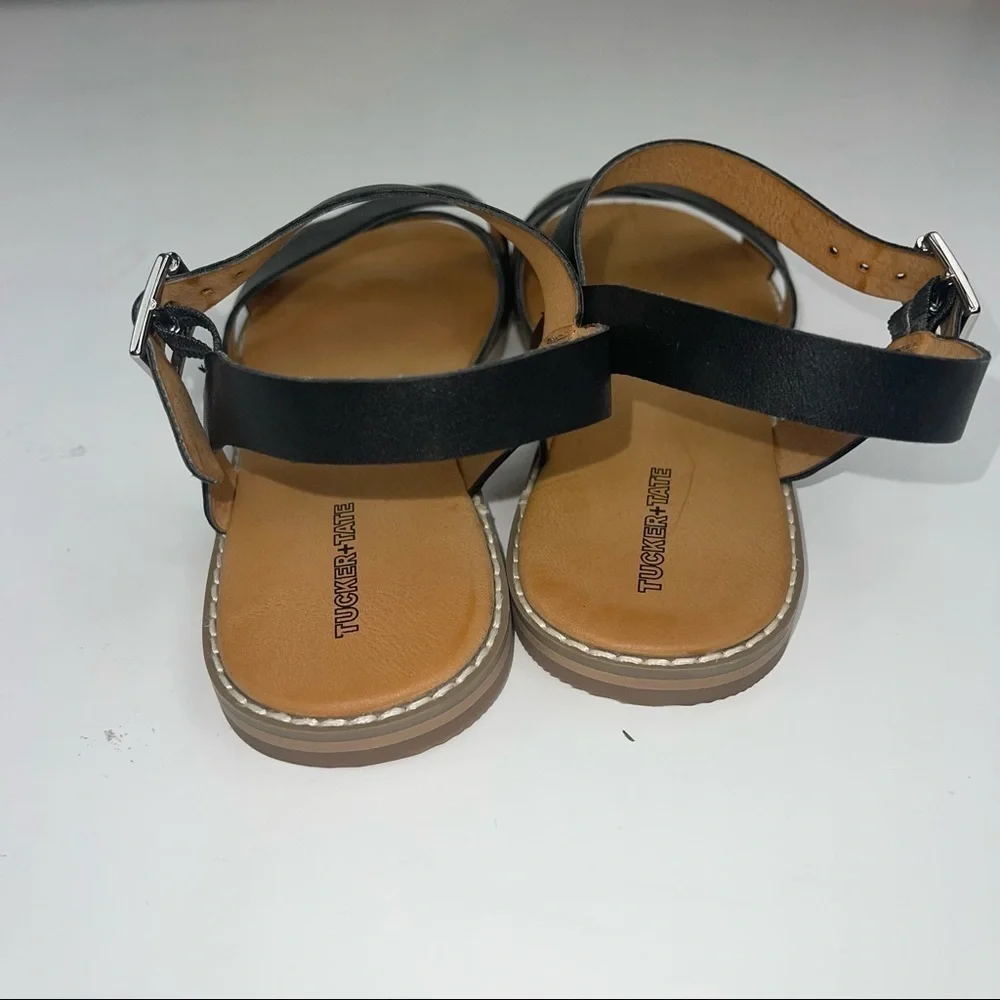 Tucker & Tate Nordstrom Black Faux Leather Ankle Strap Sandals